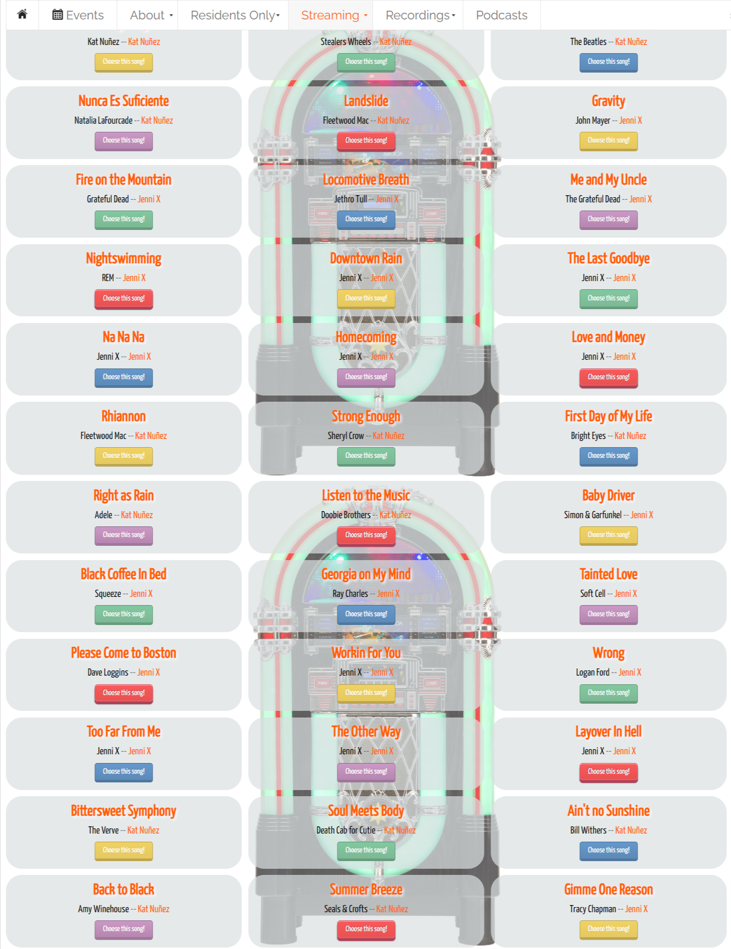 Personal Jukebox Page Example Image